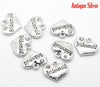 P077 - 10 pcs. Antique Silver "Bridesmaid" heart charm with rhinestone - 16mm x 14mm
