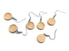 E494 - 10 pcs. Stainless Steel Silver Tone Earring Dangle Hooks Settings Bezels Cabochons - 10mm Glue Pad Setting - Wood Trays - Natural
