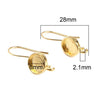 E900 - 4 pcs. Gold Plated Earring Hooks Settings Bezels Cabochons - 8mm Glue Pad Setting - with Loop