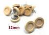 E601 - 10 pcs. Stainless Steel Earring Posts Studs Settings Bezels Cabochons Tacks - 12mm Glue Pad Setting - Silver Tone - Wood Bezel - Natural