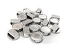 BD662 - 10 pcs. Antique Silver Tone Round Slider Beads with 12mm Glue Pad Bezel Trays - Hole: 10mm x 2.5mm