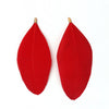 E489 - 10 pcs Red Dangle Charms Pendants - Feather - Gold Plated Crimps - 85mm (3/4") - Great for Light Earrings or Dangles!
