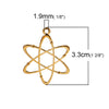 P493 - 10 pcs. Gold Plated Chemistry Science Atom Charms Pendants - 33mm X 26mm - 1.3 in x 1 in