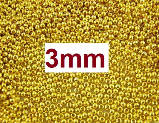 BD511 - 1000 pcs Gold Plated Alloy Smooth Ball Spacer Beads- 3mm