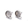 E448 - 10 pcs. 304 Stainless Steel Silver Tone Earring Posts Studs Settings Bezels Cabochons Tacks with Parallel Loop - 6mm Glue Pad Setting