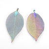 P290 - 1 pc. Electroplated Metal Rainbow Multicolor Leaf Leaves Metal Pendants Dangle Charms with Bails - 55mm (2.17") - Made of Iron!