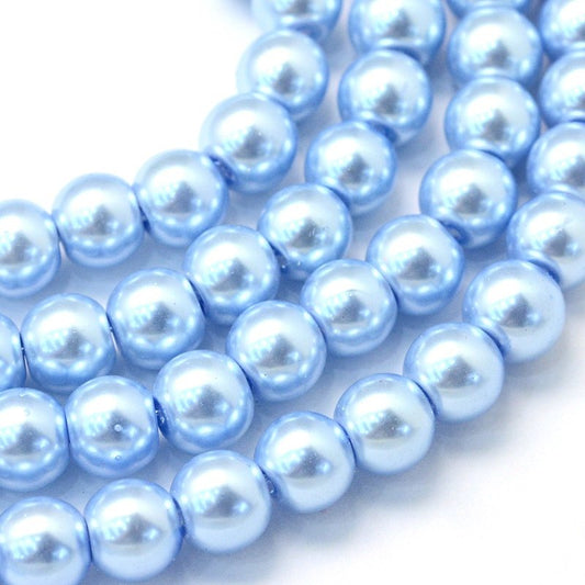 BD107 - 4mm Periwinkle Blue Glass Pearl Imitation Round Beads - 32 inch strand - Approx. 210 beads - Hole Size: 1mm