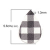 P1090 - 10 pcs Black and White Faux Leather Dangle Pendants - Teardrop - Gingham Pattern - 56mm (2.2") - Great for Earrings or Dangles! Double-Sided