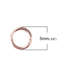 J253A - 100 pcs Rose Gold Plated Open Jump Rings 5mm - 21 Gauge (0.7mm Thick) - High Quality!