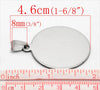 P579 - 5 pcs. Silver Tone Circle Round Stamping Pendant Tags - 34mm (1.34 inch) - LARGE - Made of  Copper