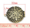 P613 - 5 pcs. Antique Bronze Carved Round Perfume Diffuser Pendant Photo Picture Locket Box - 32mm X 27mm