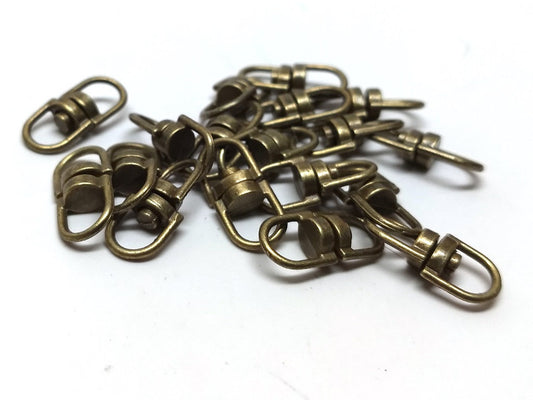 BA045 - 20 pcs. Antique Bronze Oval Swivel Connectors Clasps for Key Rings Key Chains - 19mm x 9mm