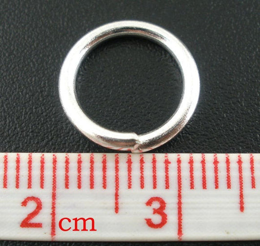 J015 - THICK - 100 pcs. Silver Plated Open Jump Rings - 12mm - 15 Gauge - HIGH QUALITY
