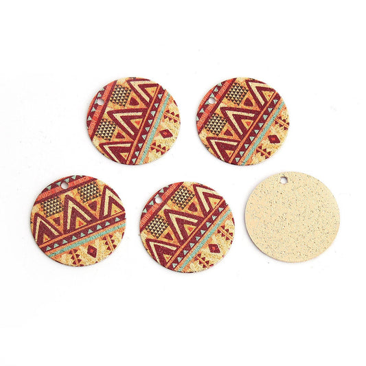 P682 -10 pcs. Gold Plated Multicolor Enamel Circle Metal Dangle Charms Pendants - Temple - 20mm - 0.8" - Great for Earrings, Necklaces or Dangles