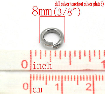 J206 - 100 pcs 304 Stainless Steel Open Jump Rings 8mm - 15 Gauge - THICK - HEAVY - High Quality