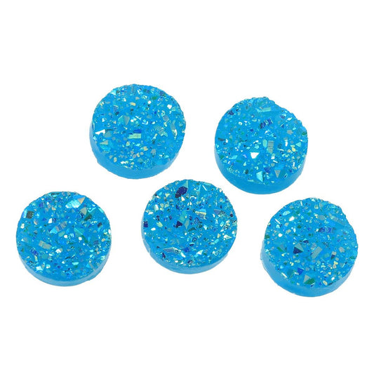 CA100 - 10 pcs Druzy Resin Embellishment Cabochons Blue Lake - 12mm Diameter - Circle