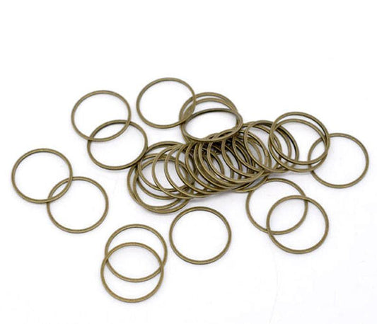 J022 - 100 pcs Antique Bronze Soldered Closed Jump Rings - 16mm - 20 Gauge (0.8mm Thick)