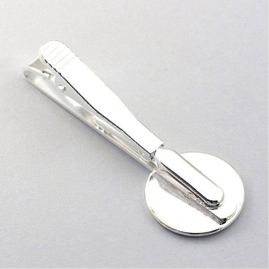 TC013 - 2 pcs Silver Plated LARGE Tie Bars/Clips - 55mm - over 2 inches long - 18mm Glue Pad - Bezel Housing Setting
