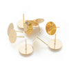 E527 - 20 pcs. (10 pairs) 304 Stainless Steel Earring Posts/Bases/Studs/Settings with Rubber Backs - Golden - 12mm x 12mm - 12mm Glue Pad