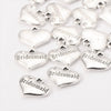 P077 - 10 pcs. Antique Silver "Bridesmaid" heart charm with rhinestone - 16mm x 14mm