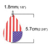 P950 - 10 pcs. USA American Red, White and Blue Faux Leather Dangle Charms Pendants - Teardrop - Flag - 57mm (2.25") - Double-Sided