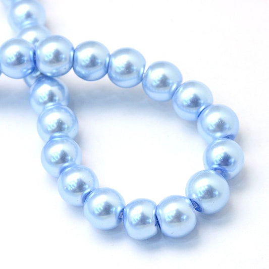 BD107 - 4mm Periwinkle Blue Glass Pearl Imitation Round Beads - 32 inch strand - Approx. 210 beads - Hole Size: 1mm