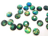 CA1028 - 10 pcs Resin Round Embellishment Circle Cabochons Metal Mosaic Foil - Green Multicolor - 12mm - Faceted