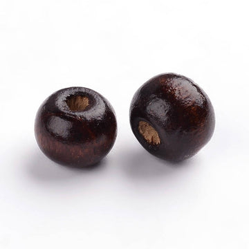 BD167 - 200 pcs Brown Dark Coffee Wooden Wood Round Spacer Beads - 8mm (0.32") - Hole Size: 3mm