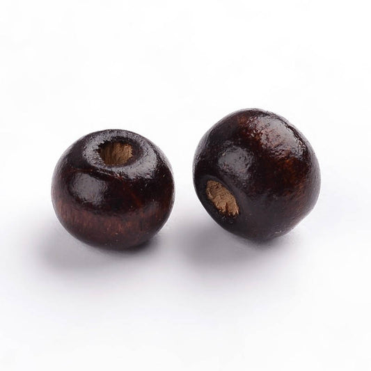 BD167 - 200 pcs Brown Dark Coffee Wooden Wood Round Spacer Beads - 8mm (0.32") - Hole Size: 3mm