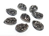 CA663 - 10 pcs Druzy Resin Embellishment Cabochons Gunmetal - 14x10mm - Teardrop - 14mm x 10mm - 3mm Thick