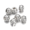 BD686 - 50 pcs. Antique Silver Metal Tibetan Round Pot Barrel Spacer Beads- 9mm x 7mm - Hole Size: 4mm