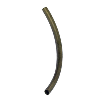 BD298 - 100 pcs. Antique Bronze Noodle Tube Long Thin Smooth Curved Beads - 50mm x 3mm (2" x 0.12") - Hole Size: 2.5mm Made of Copper! High Quality!