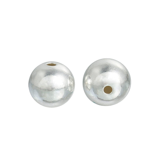 BD354 - 10 pcs 925 Sterling Silver Smooth Ball Spacer Beads - 6mm - Platinum Plated