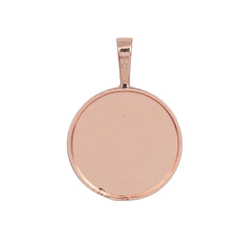 P683 - 5 pcs. Rose Gold Plated Pendant Trays Circle Posts Settings Bezels Cabochons - 25mm Glue Pad Setting (1 inch)