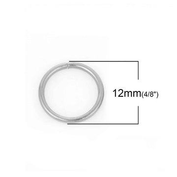 J260B - 100 pcs Stainless Steel Open Jump Rings 12mm - 16 Gauge - THICK - HEAVY - High Quality