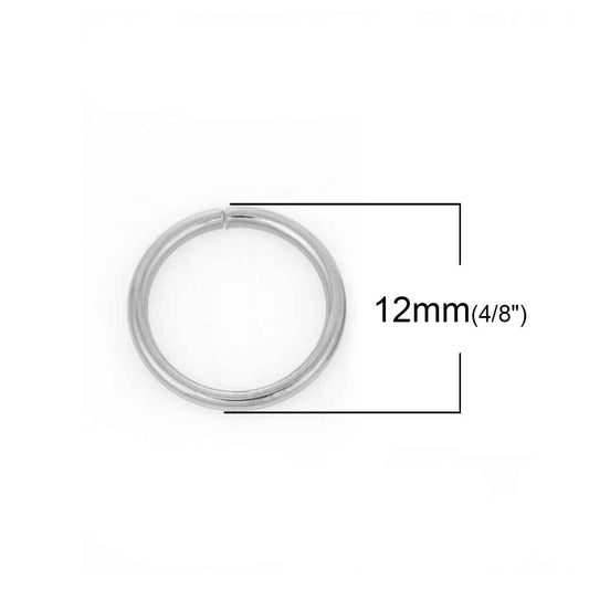 J260B - 100 pcs Stainless Steel Open Jump Rings 12mm - 16 Gauge - THICK - HEAVY - High Quality