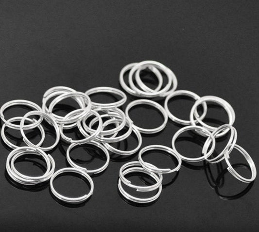 J100A - 300 pcs Double Rings - Silver Plated Split Jump Rings - 12mm - 21 Gauge