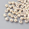 BD010 - 100 pcs Ivory Cream Acrylic Round Spacer Beads - 8mm - Gold Plated Cross Design - Hole Size: 2mm