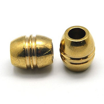 BD695 - 5 pcs 304 Stainless Steel Barrel Spacer Beads - 14mm x 13mm - Hole: 6mm - 18K Gold Plated - Tarnish Resistant! For Paracord and European Beads