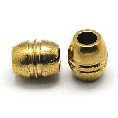 BD695 - 5 pcs 304 Stainless Steel Barrel Spacer Beads - 14mm x 13mm - Hole: 6mm - 18K Gold Plated - Tarnish Resistant! For Paracord and European Beads