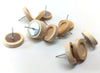 E601 - 10 pcs. Stainless Steel Earring Posts Studs Settings Bezels Cabochons Tacks - 12mm Glue Pad Setting - Silver Tone - Wood Bezel - Natural