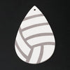 P1108 - 10 pcs. White Volleyball Ball Faux Leather Dangle Charms Pendants - Teardrop - Sports - 57mm (2.25") - Double-Sided