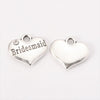 P077 - 10 pcs. Antique Silver "Bridesmaid" heart charm with rhinestone - 16mm x 14mm