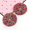 P2063 - 2 pcs. Multicolor Rainbow Cotton Tassel Pendants with Gold Plated Loop - 52mm - 2.04 inch