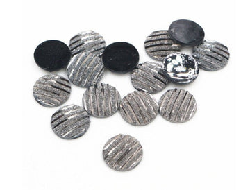 CA883 - 10 pcs Resin Embellishment Druzy Cabochons Gunmetal - Stripes - 12mm