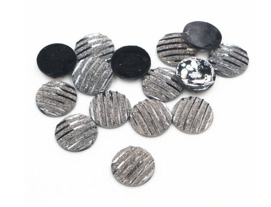 CA883 - 10 pcs Resin Embellishment Druzy Cabochons Gunmetal - Stripes - 12mm