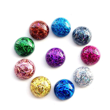 CA959 - 10 pcs Druzy Resin Embellishment Cabochons - 12mm - Striped Confetti Style - Assortment - Solid - 5mm Thick