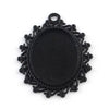 P2215 - 10 pcs. Black Plated Oval Pendant Picture Photo Frame Bezel Tray Setting Pendants Charms - Fits 25mm x 18mm - 25x18mm - Cabochons / Cameos