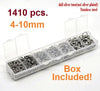 J272 - Box with Assortment of 1410pcs 304 Stainless Steel Open Jump Rings- 4mm to 10mm - Tarnish Resistant!
