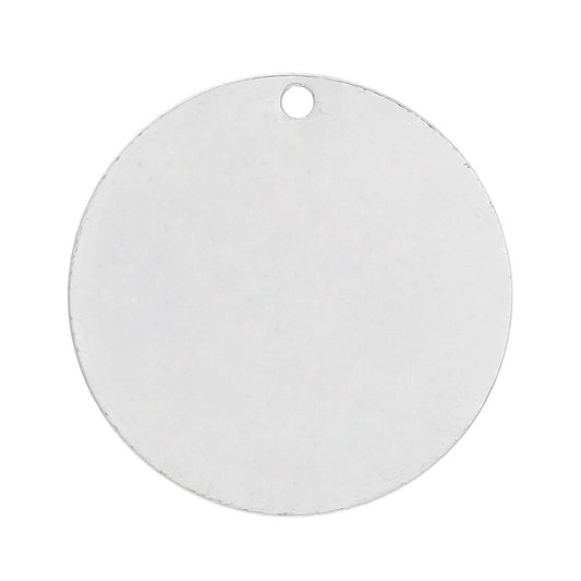 P2084 - 50 pcs. Silver Plated Circle Round Stamping Tags - 15mm - Thin